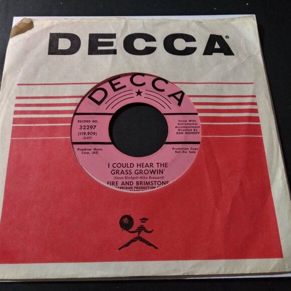 Fire And Brimstone I Could Hear The Grass Growing NM Promo 45 Decca Record 1968 - Picture 1 of 3